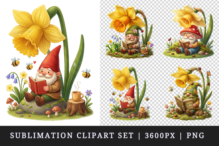 Spring Gnome clipart printable sublimation design png