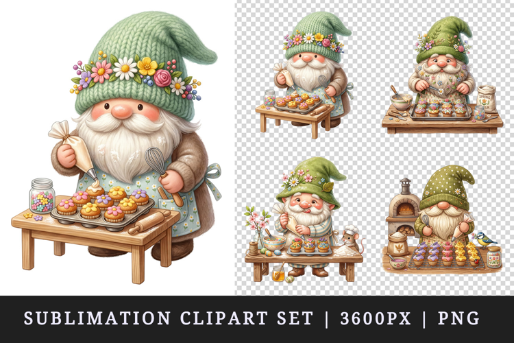 Spring Gnome clipart printable sublimation design png