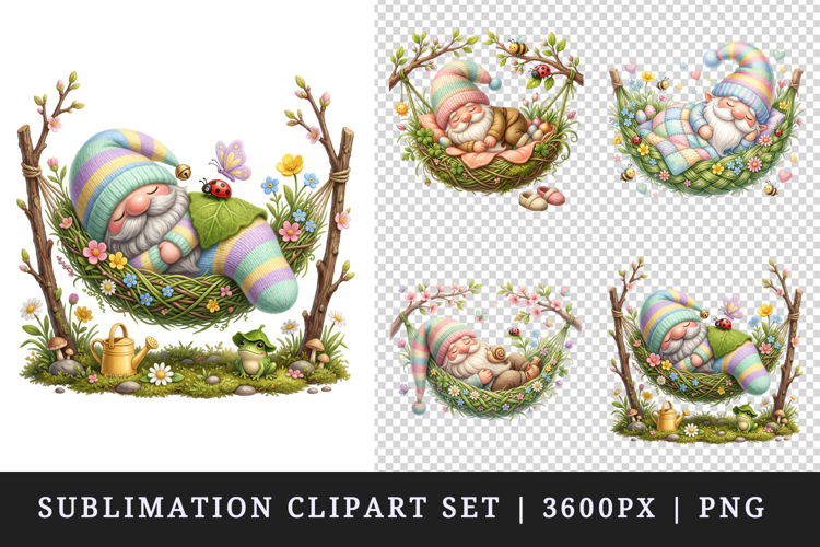 Spring Gnome clipart printable sublimation design png