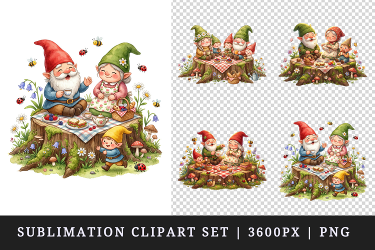 Spring Gnome clipart printable sublimation design png