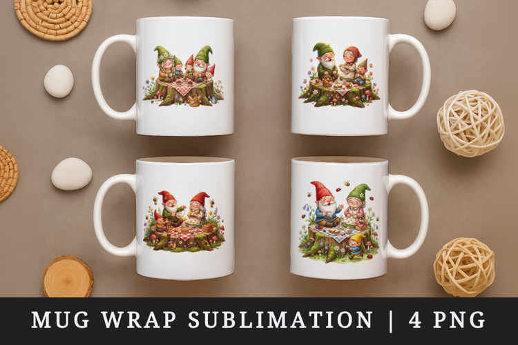 Spring Gnome mug wrap printable sublimation design