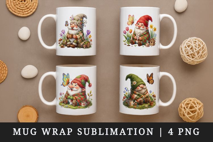 Spring Gnome mug wrap printable sublimation design