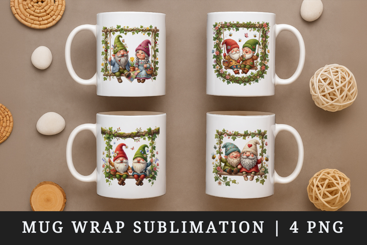 Spring Gnome mug wrap printable sublimation design
