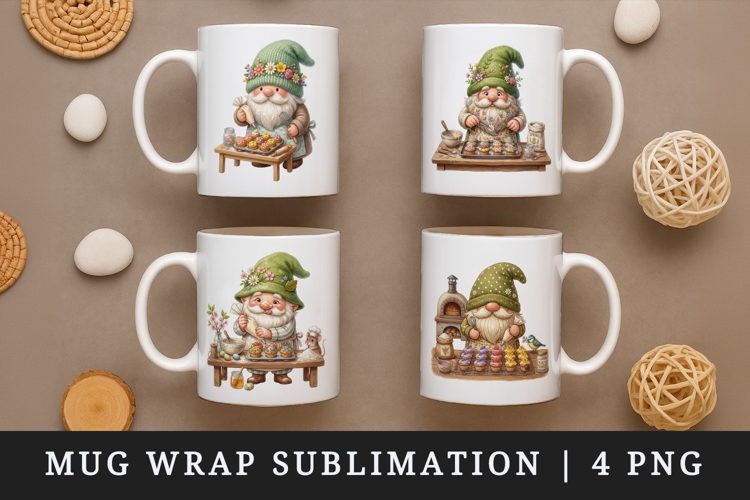 Spring Gnome mug wrap printable sublimation design