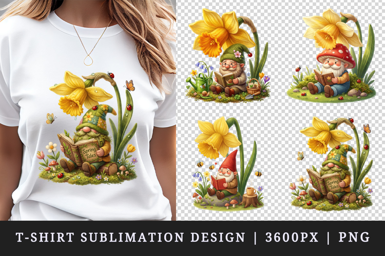 Spring Gnome t-shirt printable sublimation design png