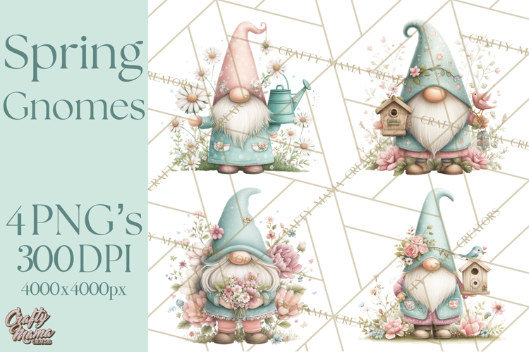 Spring Garden Gnome Clipart, Gnome PNG, Cute Garden Clip Art