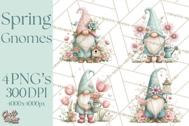 Spring Garden Gnome Clipart, Gnome PNG, Cute Garden Clip Art