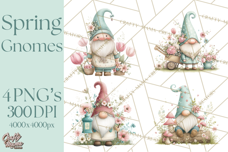 Spring Garden Gnome Clipart, Gnome PNG, Cute Garden Clip Art