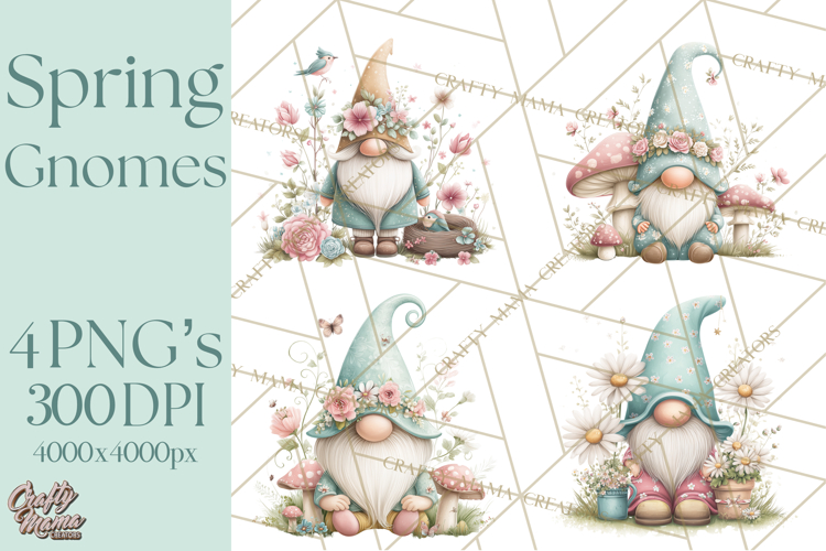Spring Garden Gnome Clipart, Gnome PNG, Cute Garden Clip Art