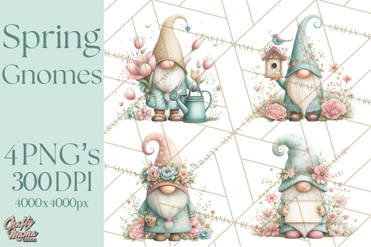 Spring Garden Gnome Clipart, Gnome PNG, Cute Garden Clip Art