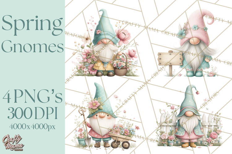 Spring Garden Gnome Clipart, Gnome PNG, Cute Garden Clip Art