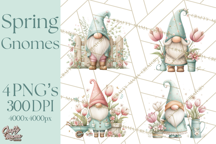 Spring Garden Gnome Clipart, Gnome PNG, Cute Garden Clip Art