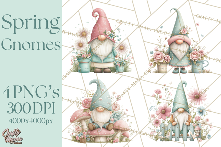 Spring Garden Gnome Clipart, Gnome PNG, Cute Garden Clip Art