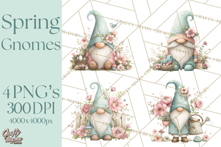 Spring Garden Gnome Clipart, Gnome PNG, Cute Garden Clip Art