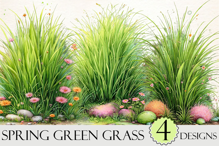 Watercolor Spring Green Grass Clipart
