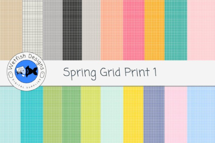 Spring Grid Print Papers 1 example image 1