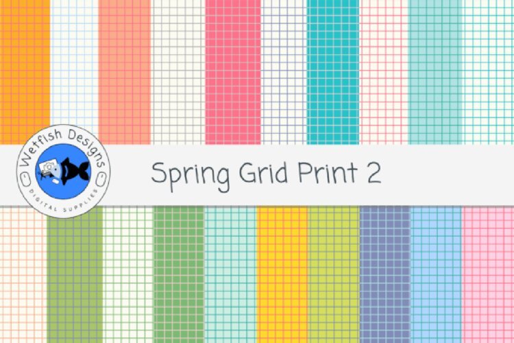 Spring Grid Print Papers 2 example image 1
