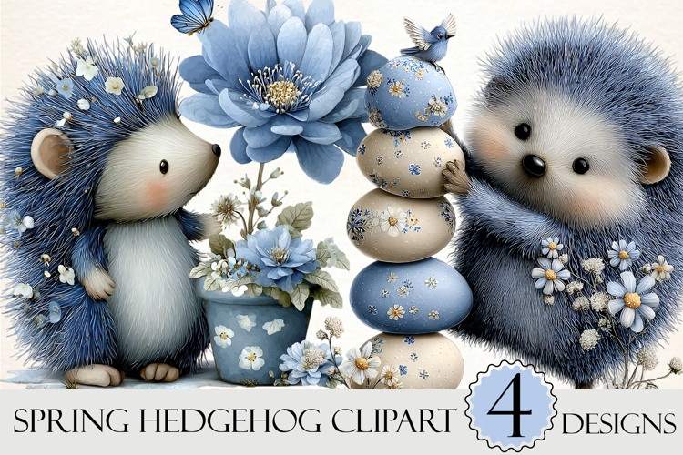 Whimsical Spring Hedgehog Clipart