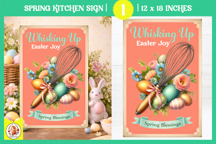 Vintage Easter Kitchen Sign Design,Easter Baking Print