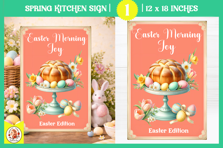 Vintage Easter Kitchen Sign Design,Easter Baking Print