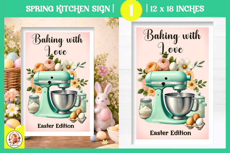 Vintage Easter Kitchen Sign Design,Easter Baking Print