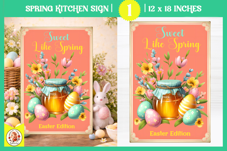 Vintage Easter Kitchen Sign Design,Easter Baking Print