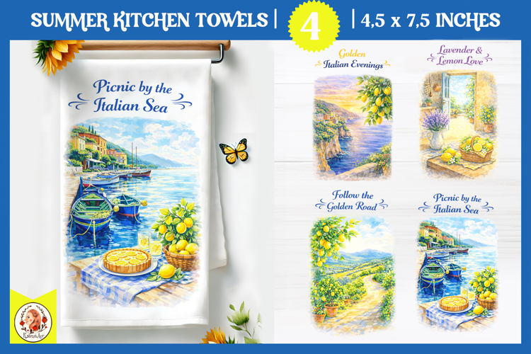 Italian Summer Kitchen Towel Designs Amalfi Coast Lemon