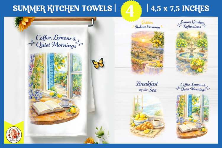 Italian Summer Kitchen Towel Designs Amalfi Coast Lemon