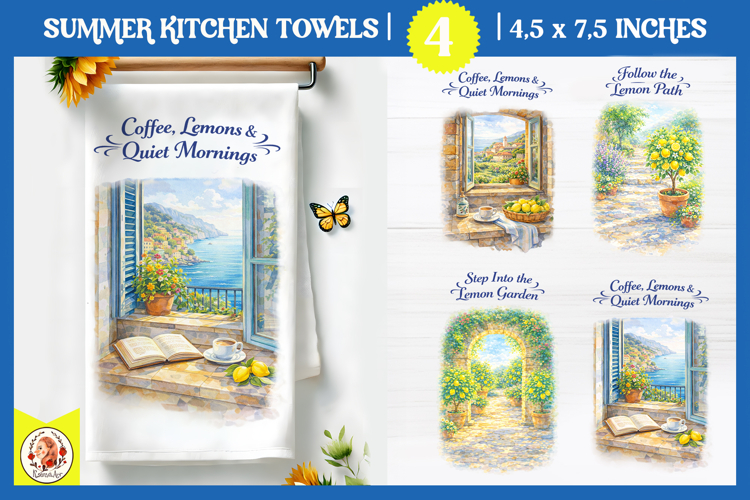 Italian Summer Kitchen Towel Designs Amalfi Coast Lemon