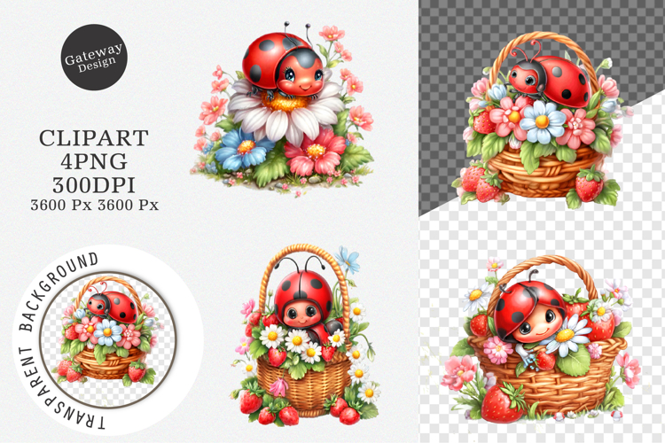 Spring Ladybug Sublimation Clipart