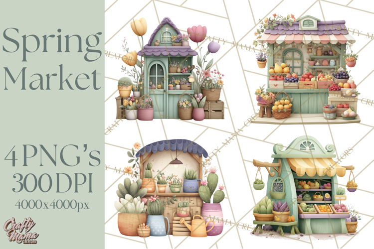 Spring Market Stall PNG Clipart for Invitations, Flower Show