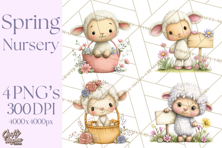Spring Baby Animal Clipart, Baby Animals PNG, Pastel Nursery