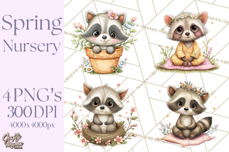 Spring Baby Animal Clipart, Baby Animals PNG, Pastel Nursery