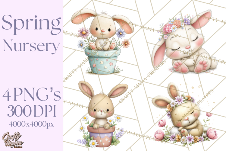 Spring Baby Animal Clipart, Baby Animals PNG, Pastel Nursery