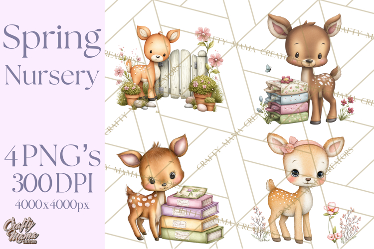 Spring Baby Animal Clipart, Baby Animals PNG, Pastel Nursery