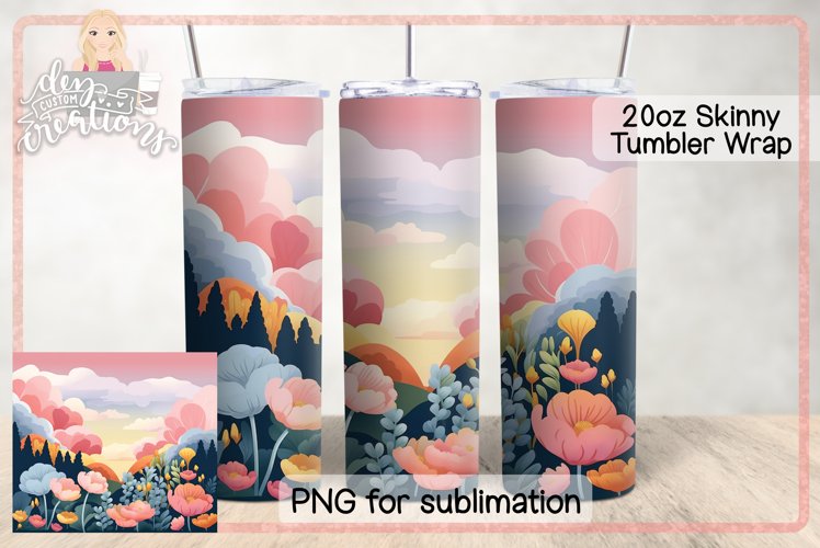 Spring Poppies Landscape - Sublimation Tumbler Wrap example image 1