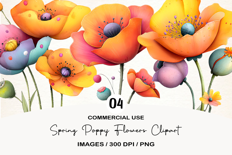 Spring Poppy Flowers Clipart