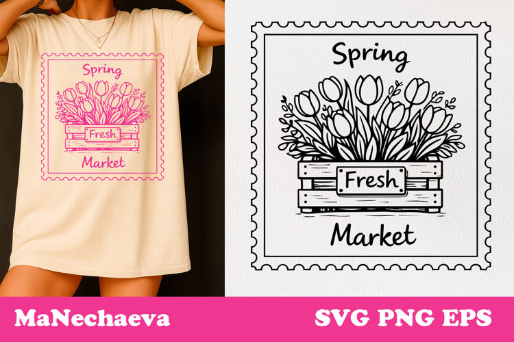 Spring Postal Stamp SVG | Vintage Floral Sublimation