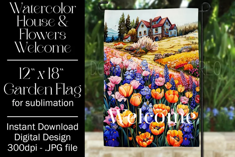 Floral Garden Flag, Flowers & House Welcome Garden Flag 2