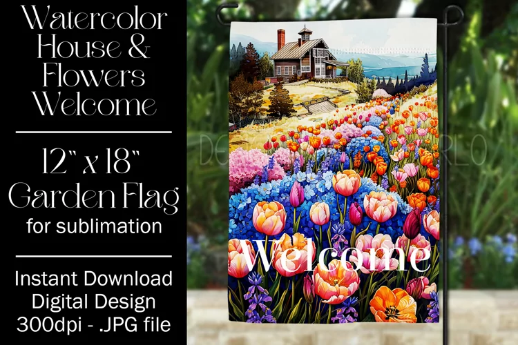 Floral Garden Flag, Flowers & House Welcome Garden Flag 4