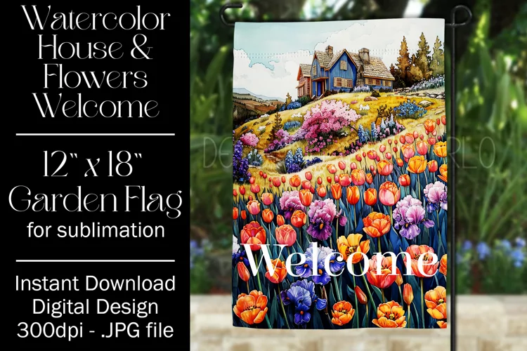Floral Garden Flag, Flowers & House Welcome Garden Flag 6