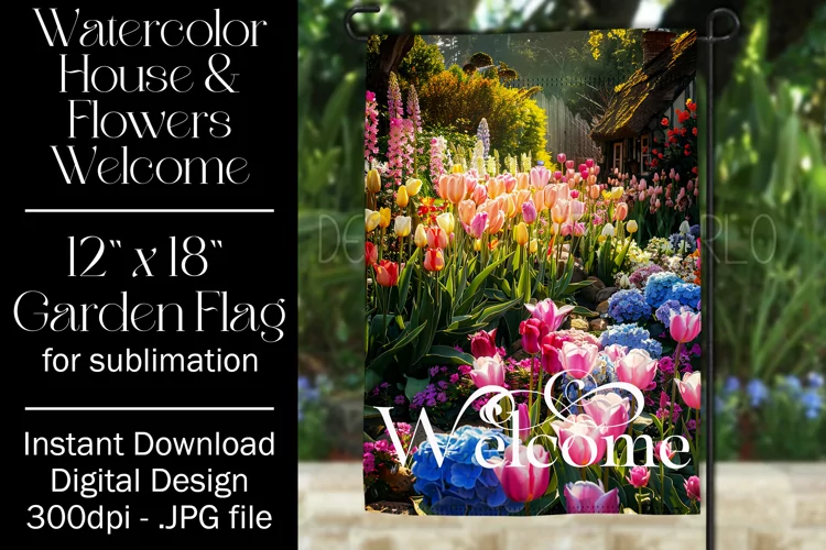 Floral Garden Flag, Flowers & House Welcome Garden Flag 8