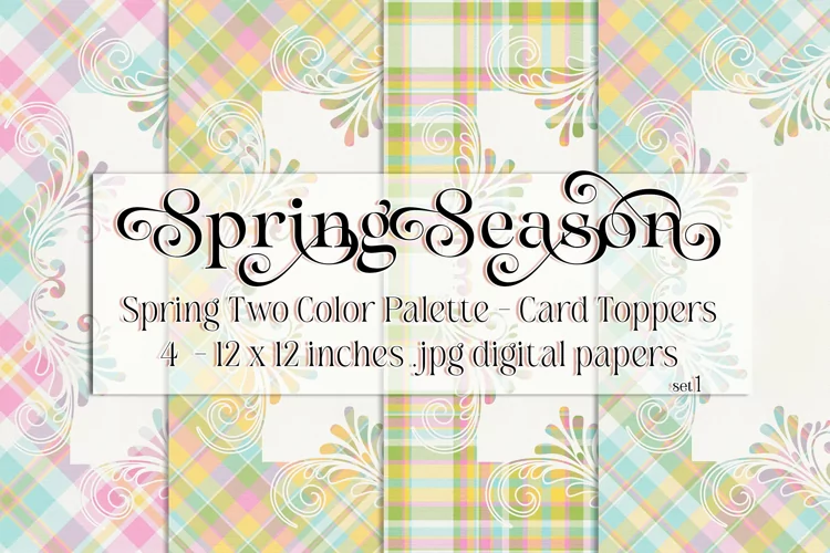 Spring Season Backgrounds, Easter Plaid 12x12 Card Toppers 1