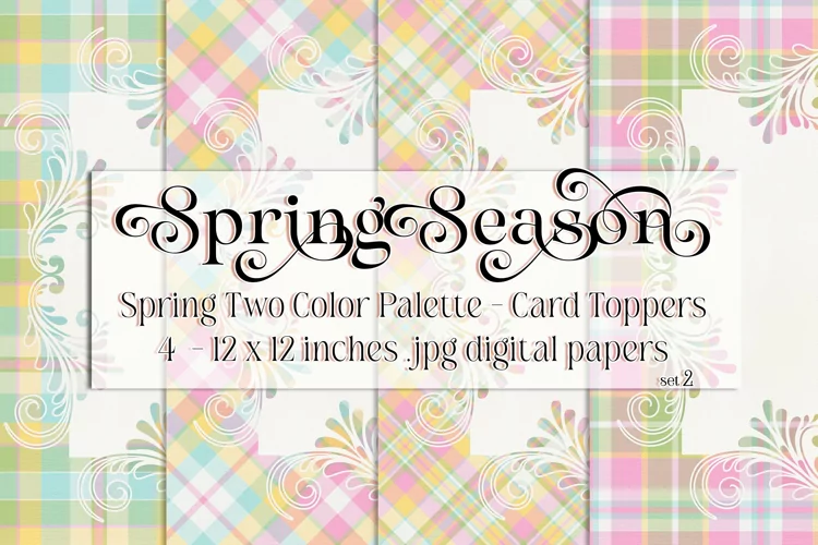 Spring Season Backgrounds, Easter Plaid 12x12 Card Toppers 2