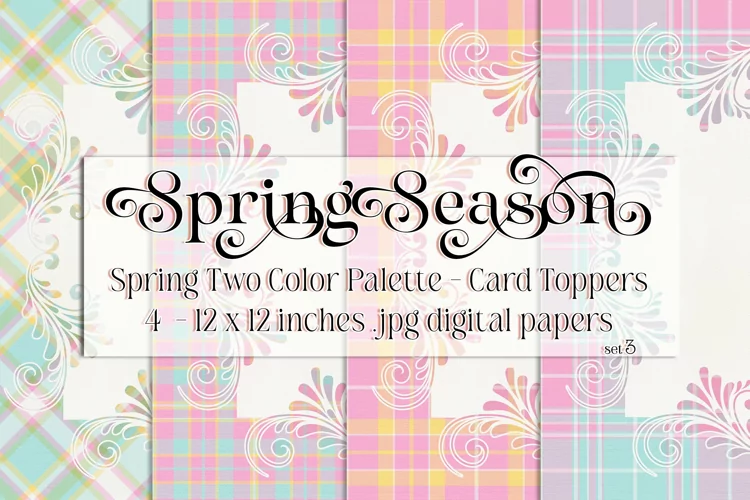 Spring Season Backgrounds, Easter Plaid 12x12 Card Toppers 3