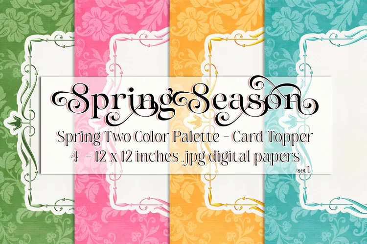 Spring Season Backgrounds, Vintage Floral 12x12 Card Toppers