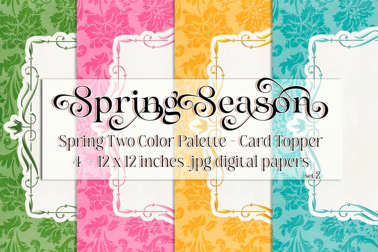 Spring Season Backgrounds, Vintage Floral 12x12 Card Toppers