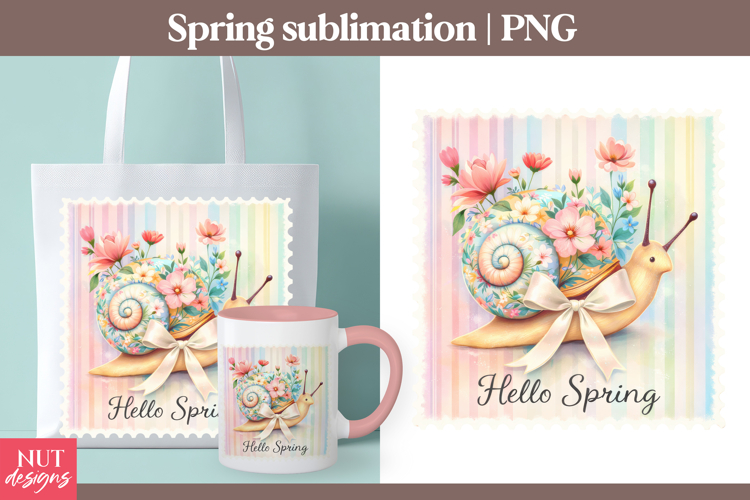 Hello Spring Floral Snail sublimation Spring sublimation