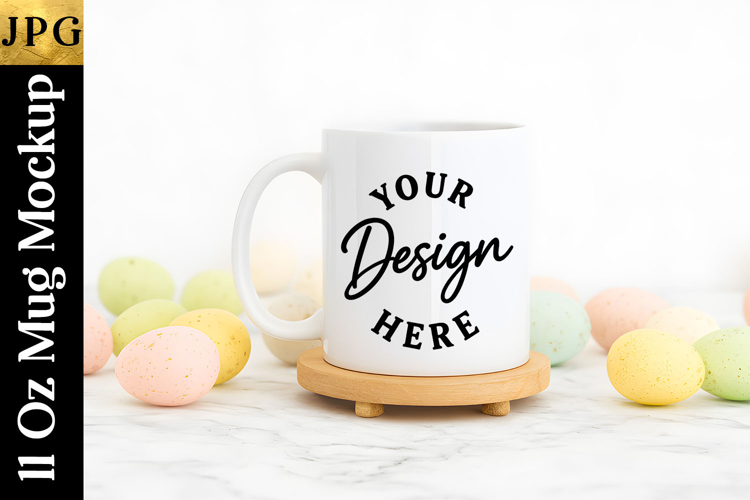 Spring Sublimation Mug Mockup | Easter Coffee Cup JPG