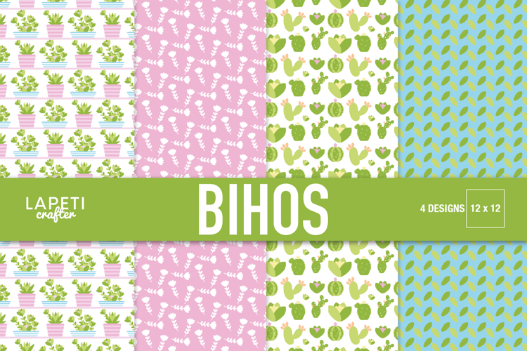 Spring Summer Botanical Digital Papers Plants, Cactus